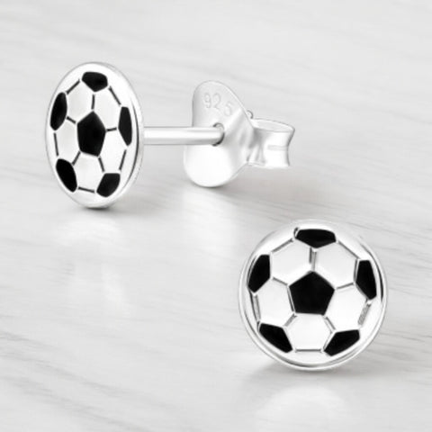 Sterling Silver Mini Soccer Ball Stud Earrings Sterling Silver Mini Soccer Ball Stud Earrings