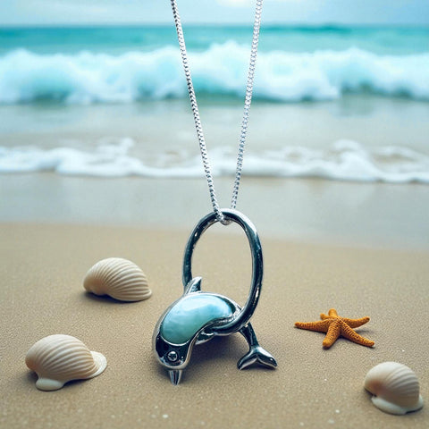 Sterling Silver Genuine Larimar Stone Pendant Necklace Sterling Silver Genuine Larimar Stone Pendant Necklace