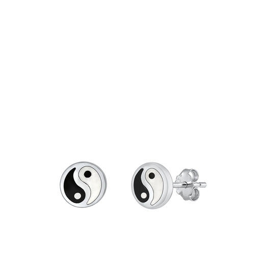 Sterling Silver Yin/Yang-4mm Post Earrings