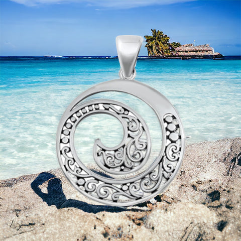 Sterling Silver Large Swirl Pendant