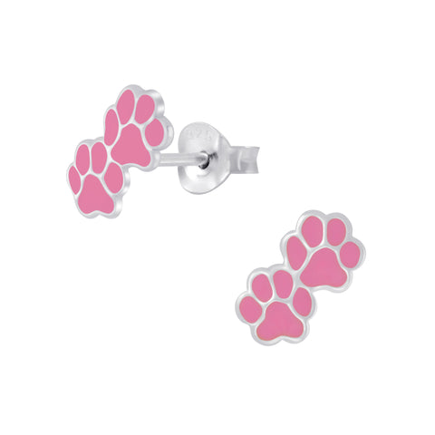 Sterling Silver Double Paw Print Stud Earrings