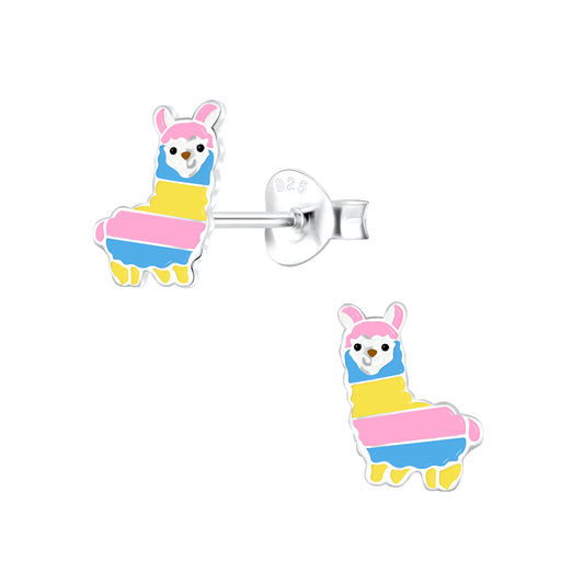 Sterling Silver Kids Alpaca Stud Earrings