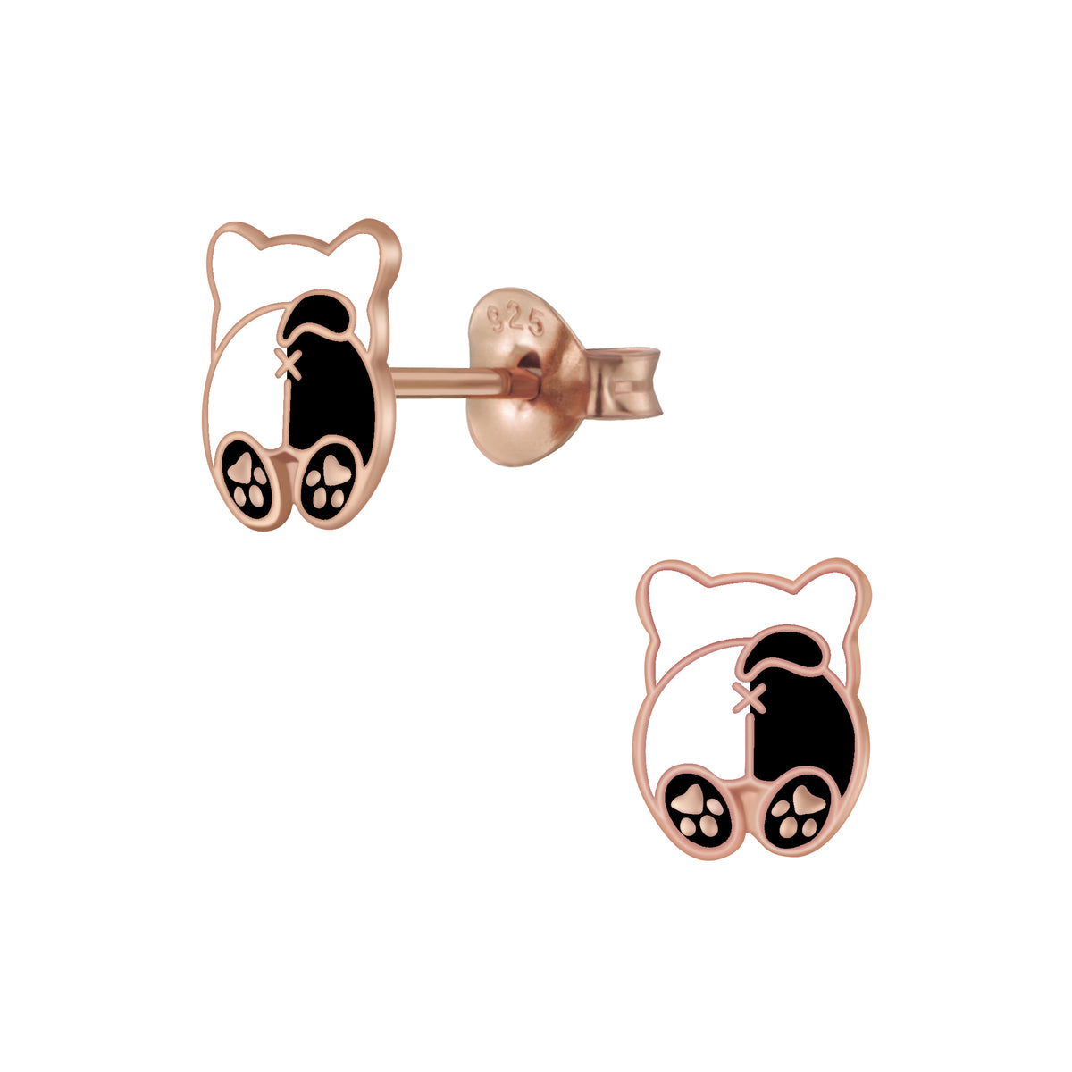 Sterling Silver Rose Gold Tone Puppy Butts Stud Earrings