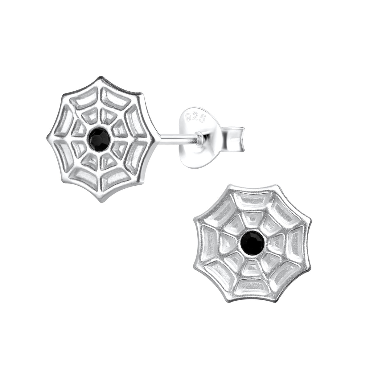 Sterling Silver Crystal Spider Wed Stud Earrings