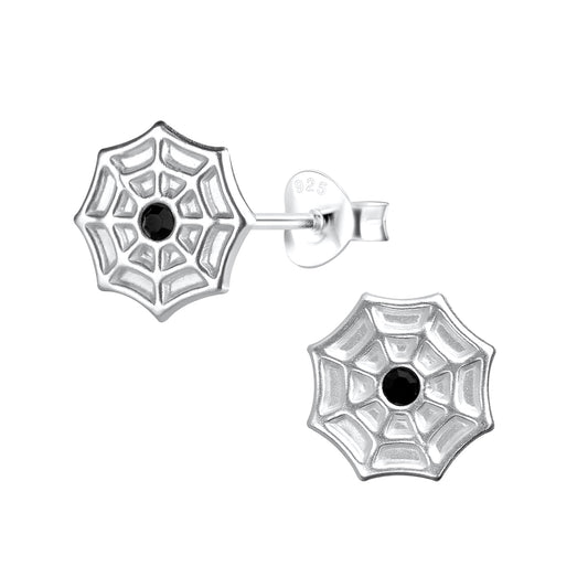 Sterling Silver Crystal Spider Wed Stud Earrings