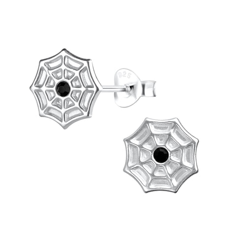 Sterling Silver Crystal Spider Wed Stud Earrings