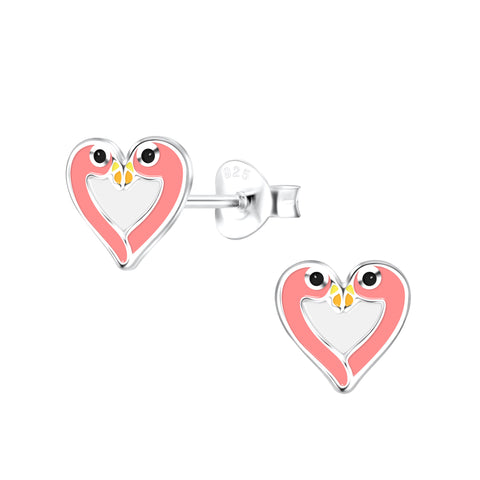 Sterling Silver Pink Flamingo Stud Earrings