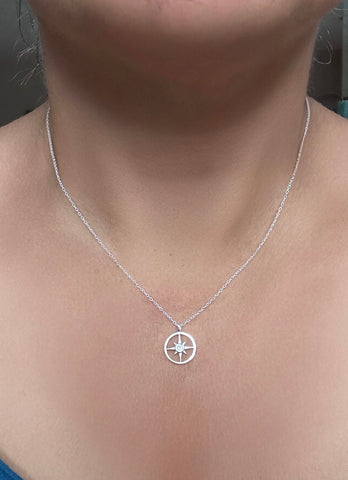 Sterling Silver CZ Stone North Star Necklace