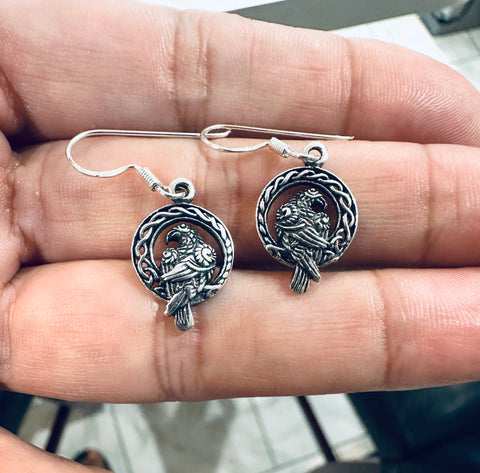 Sterling Silver Celtic Raven Earrings
