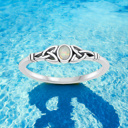 Sterling Silver Celtic Opal Ring