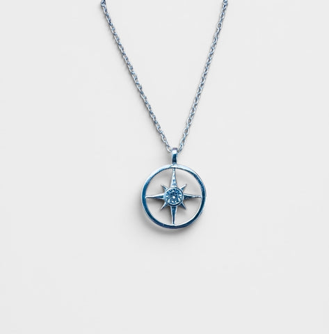 Sterling Silver CZ Stone North Star Necklace