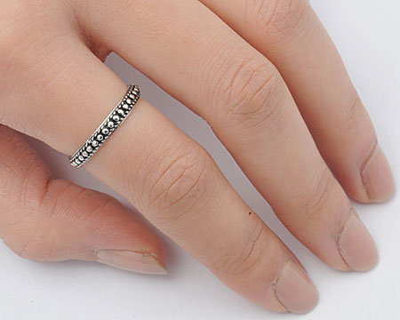 Sterling Silver Solid Bali Style Band Ring