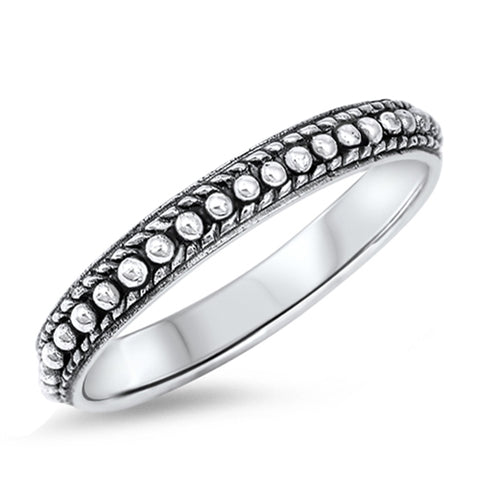 Sterling Silver Solid Bali Style Band Ring