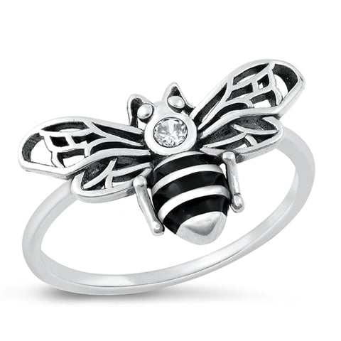Sterling Silver Large Bee Ring