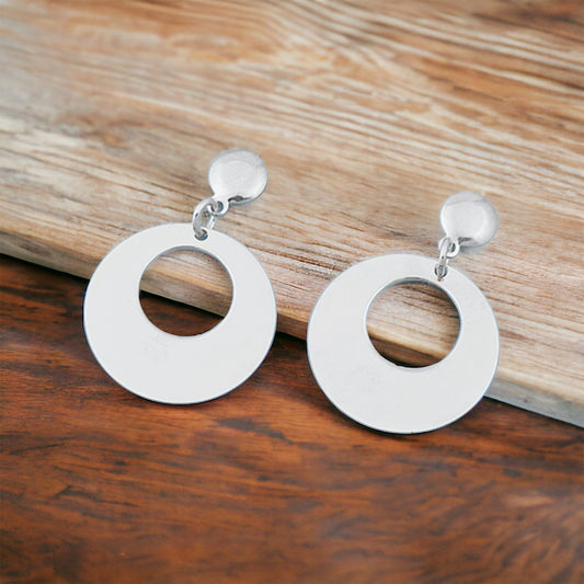Sterling Silver High Polish Circle Earrings
