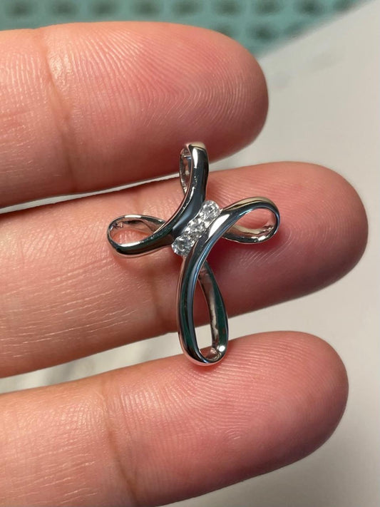 Sterling Silver CZ Cross Pendant