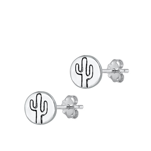 Sterling Silver Small Cactus Stud Earrings