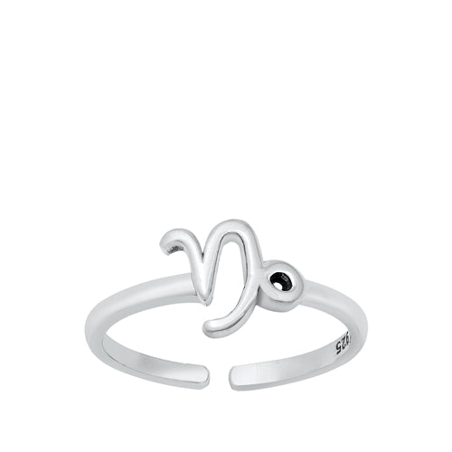 Sterling Silver Capricorn Zodiac Sign Adjustable Toe Ring