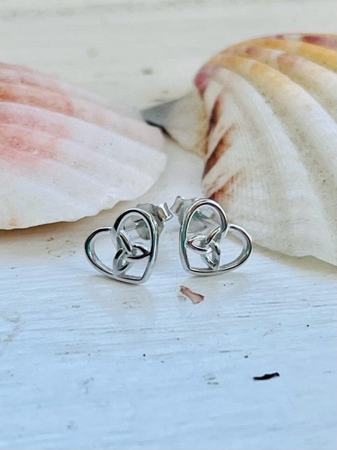 Sterling Silver Celtic Heart Stud Earrings