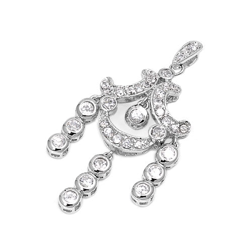 Sterling Silver Fancy CZ Chandelier Pendant
