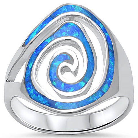Sterling Silver Large Fire Opal Swirl Ring