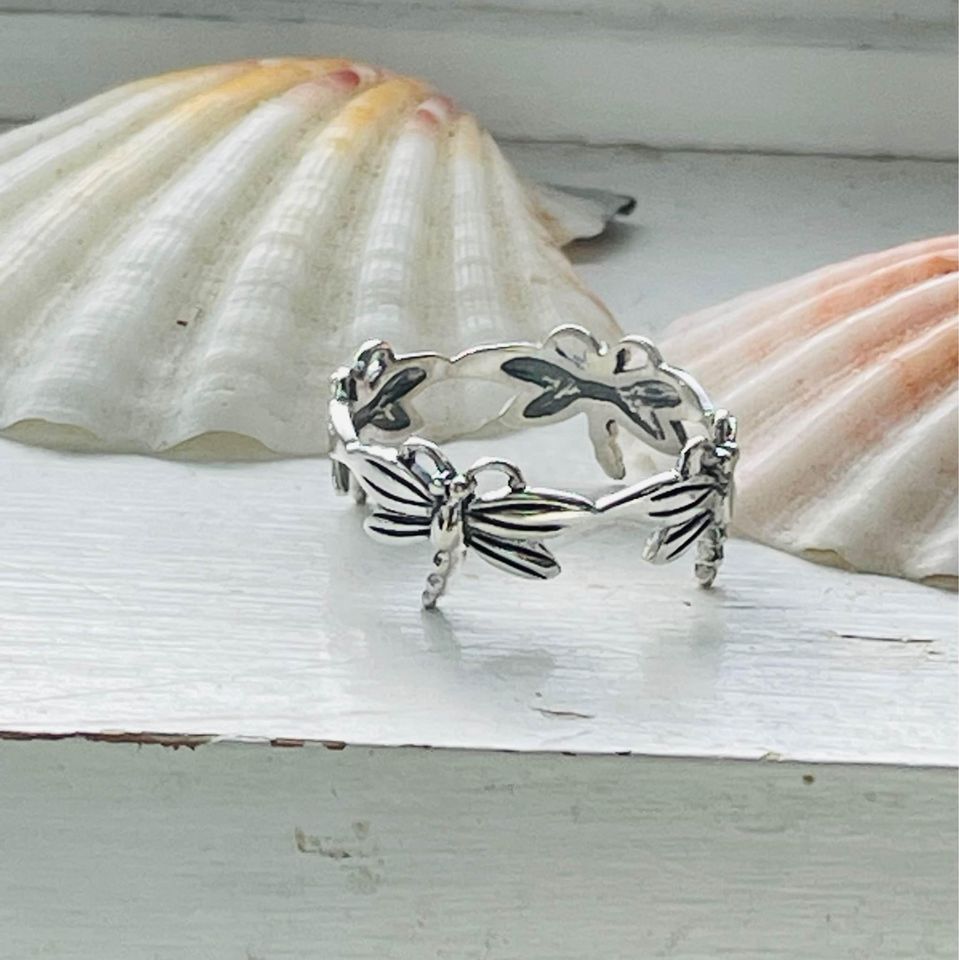 Sterling Silver Dragonfly Eternity Ring
