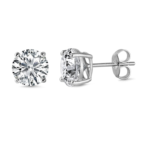 Sterling Silver Solid CZ Stone Stud Earrings