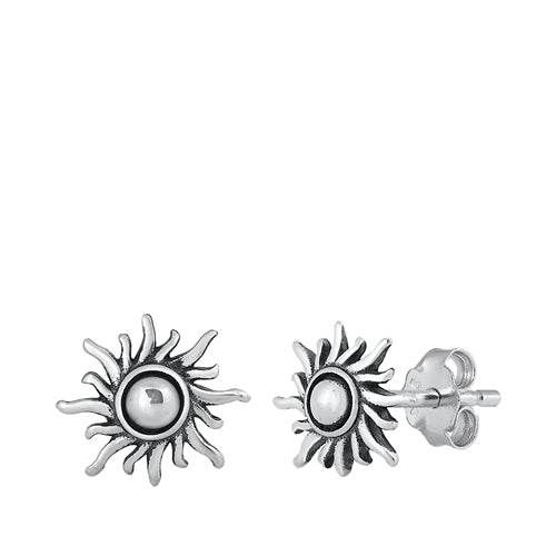 Sterling Silver Little Sun Stud Earrings