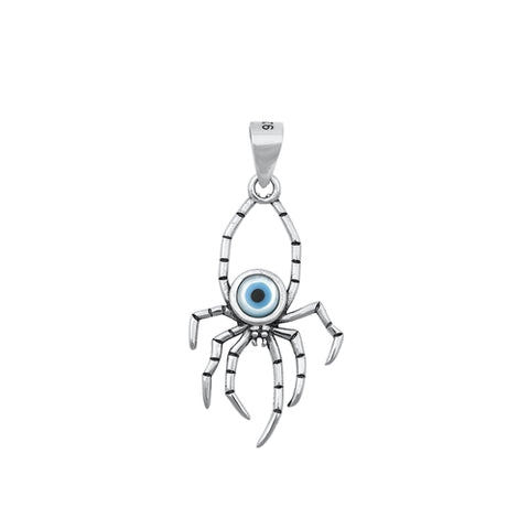 Sterling Silver Evil Eye Spider Pendant