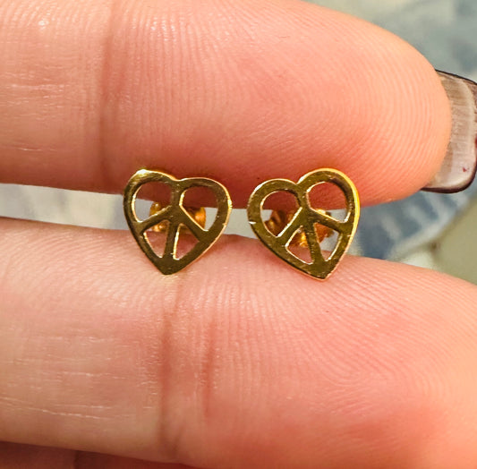 Sterling Silver Peace Sign Stud Earrings