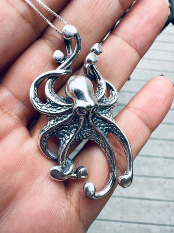 Sterling Silver Massive Octopus Statement Pendant