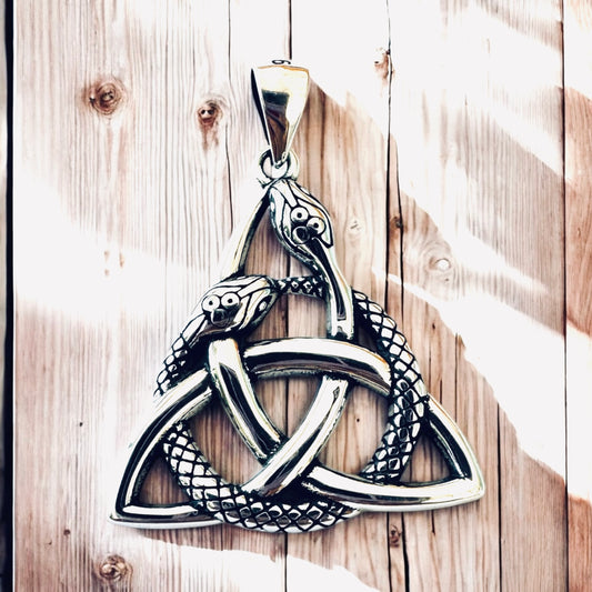 Sterling Silver Celtic Snakes Triquetra Pendant