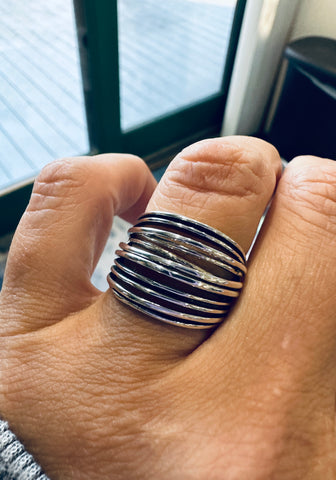 Sterling Silver Multi Layers Dome Ring