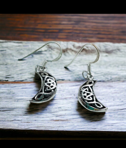 Sterling Silver Celtic Half Moon Earrings