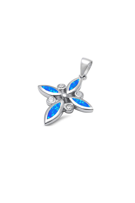 Sterling Silver Fire Opal Cross Pendant