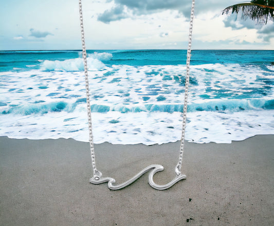 Sterling Silver Bar Wave Necklace