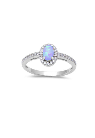 Sterling Silver Pink Opal & CZ Ring