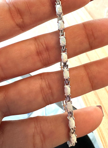 Sterling Silver Opal Tennis Bracelet