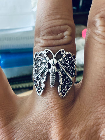 Sterling Silver Large Filigree Butterfly Ring