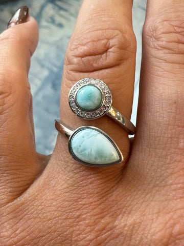 Sterling Silver Genuine Larimar Stone Wrap Ring