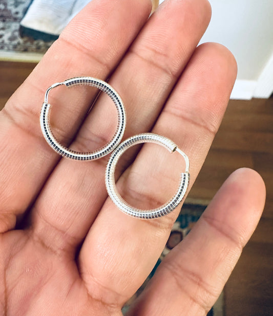 Sterling Silver Continuous Hoop Earrings