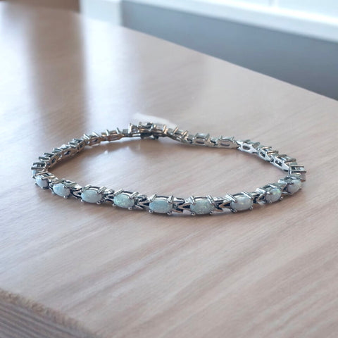 Sterling Silver Opal Tennis Bracelet