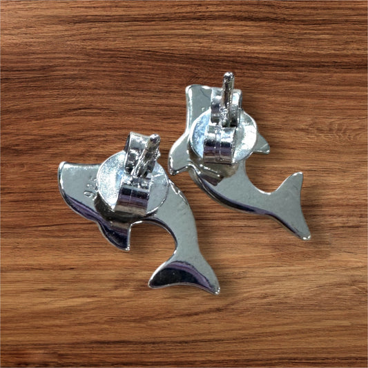 Sterling Silver Blue Fire Opal Solid Whale Post Earrings