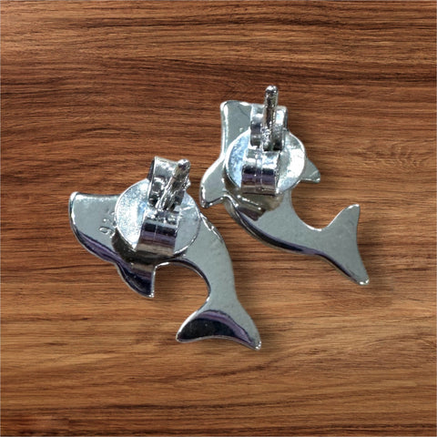 Sterling Silver Blue Fire Opal Solid Whale Post Earrings