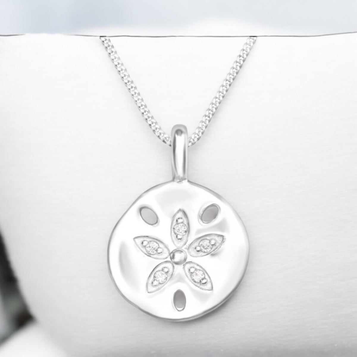 Sterling Silver Mini Sand Dollar Necklace