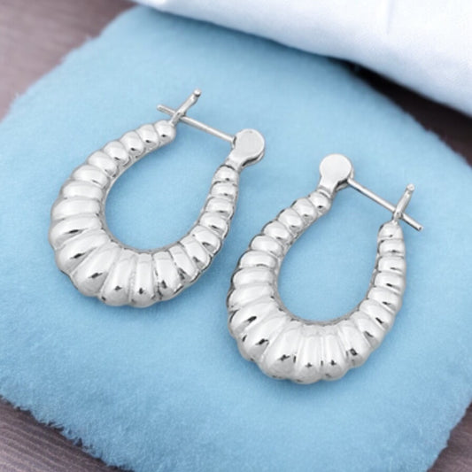 Sterling Silver Scalloped Hoop Earrings