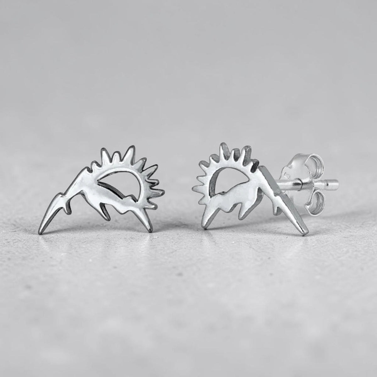 Sterling Silver Mini Sun & Mountain Stud Earrings