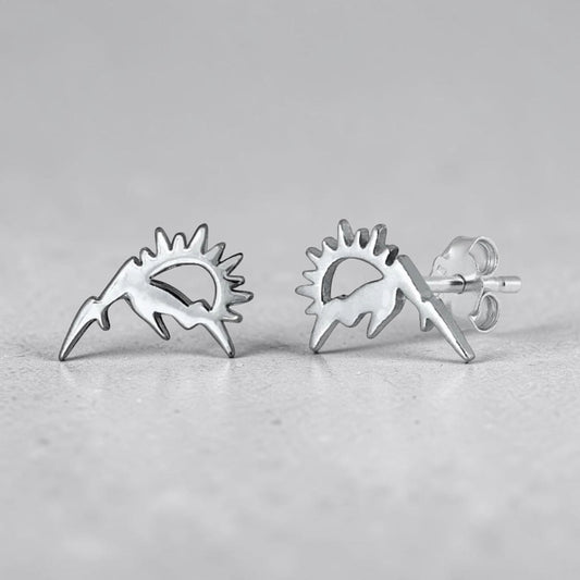 Sterling Silver Mini Sun & Mountain Stud Earrings