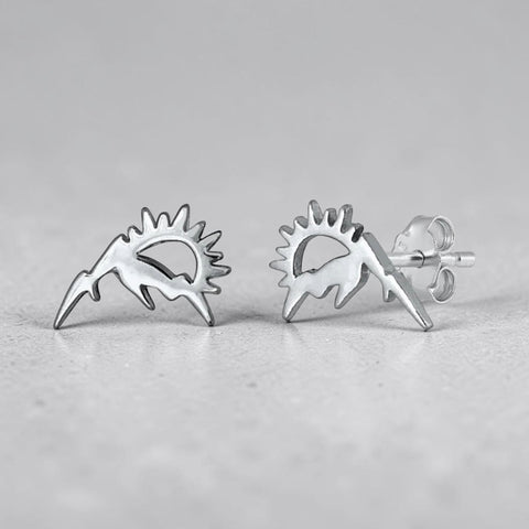 Sterling Silver Mini Sun & Mountain Stud Earrings