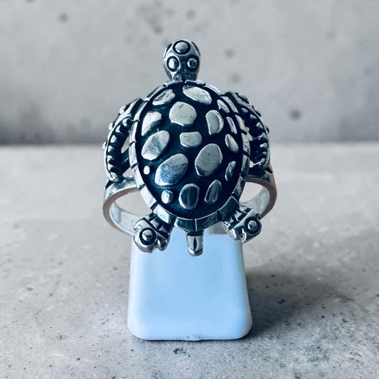 Sterling Silver Large Statement Sea Turtle Ring